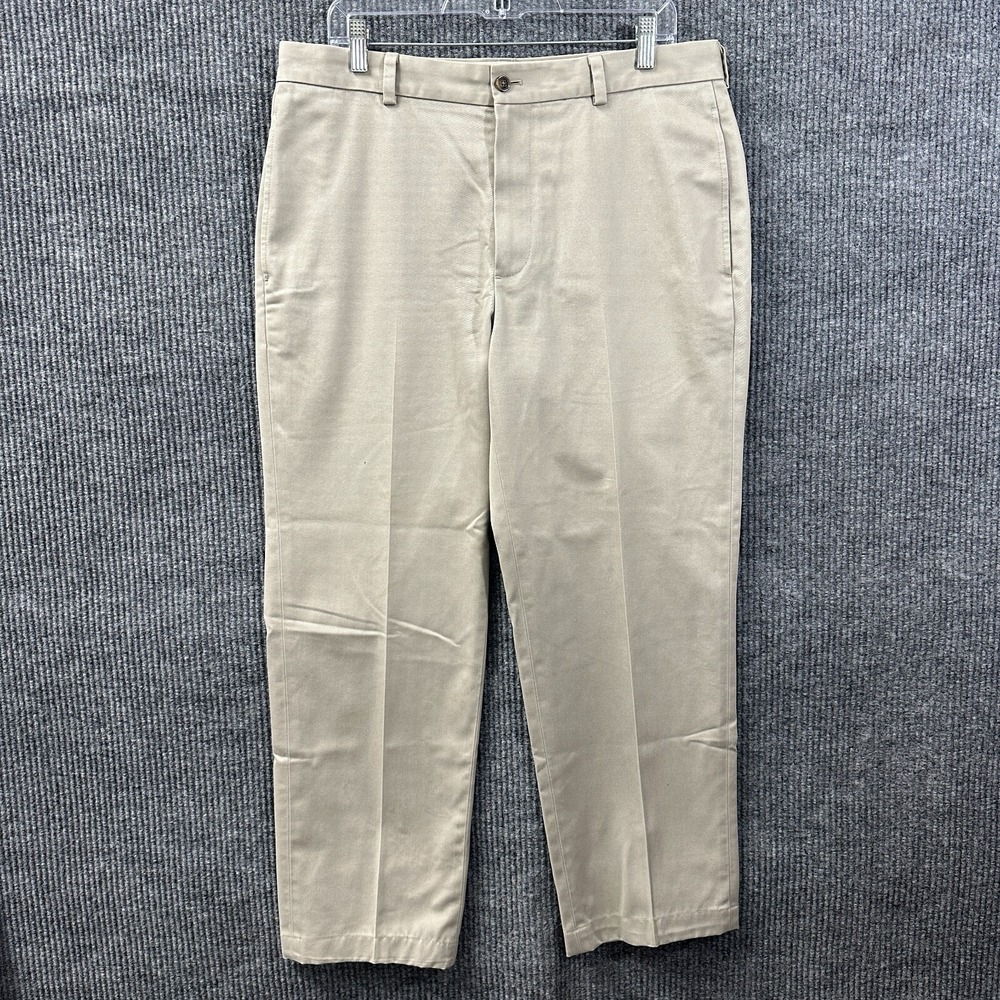 Brooks Brothers 346 Mens Advantage Chino Clark Pants 35x30 Beige Cotton Mid Rise